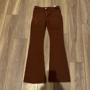 brown skinny flare jeans